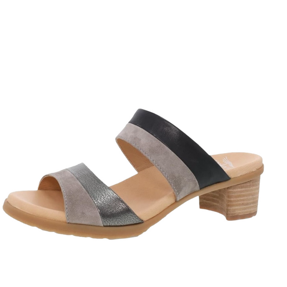 Dansko Theresa Slip‎ On Sandal Clog Black Gray Leather Heels EU 37 US 6.5-7 - Picture 1 of 9